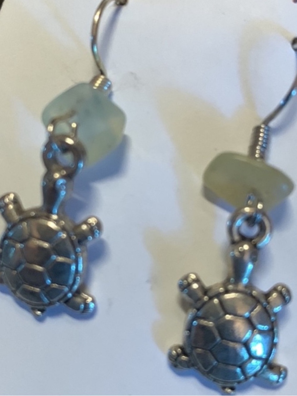 Silver Turtle Drop Earrings